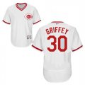 2016 Men Cincinnati Reds 30 Ken Griffey Jr White Throwback Flexbase Authentic Collection Jersey