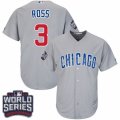 Youth Majestic Chicago Cubs #3 David Ross Authentic Grey Road 2016 World Series Bound Cool Base MLB Jersey
