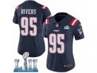 Women Nike New England Patriots #95 Derek Rivers Limited Navy Blue Rush Vapor Untouchable Super Bowl LII NFL Jersey