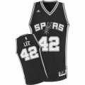 Youth Adidas San Antonio Spurs #42 David Lee Swingman Black Road NBA Jersey