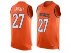 Mens Nike Denver Broncos #27 Brendan Langley Limited Orange Player Name & Number Tank Top NFL Jersey