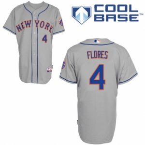 Men\'s Majestic New York Mets #4 Wilmer Flores Authentic Grey Road Cool Base MLB Jersey