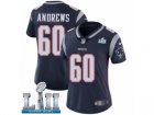 Women Nike New England Patriots #60 David Andrews Navy Blue Team Color Vapor Untouchable Limited Player Super Bowl LII NFL Jersey