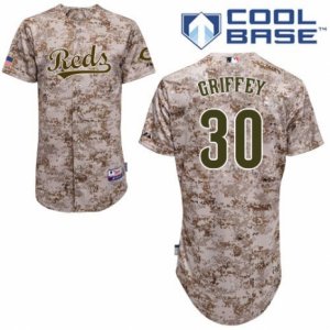 Mens Majestic Cincinnati Reds #30 Ken Griffey Authentic Camo Alternate Cool Base MLB Jersey