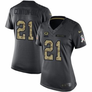 Women\'s Nike Green Bay Packers #21 Ha Ha Clinton-Dix Limited Black 2016 Salute to Service NFL Jersey