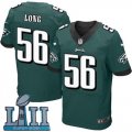 Men Nike Philadelphia Eagles #56 Chris Long Green 2018 Super Bowl LII Elite Jersey