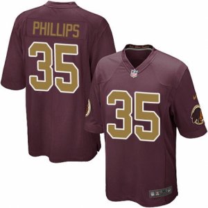 Mens Nike Washington Redskins #35 Dashaun Phillips Game Burgundy Red Gold Number Alternate 80TH Anniversary NFL Jersey