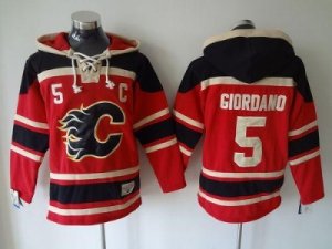 NHL Calgary Flames #5 Mark Giordano Red Sawyer Hooded Sweatshirt Stitched jerseys