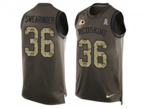 Mens Nike Washington Redskins #36 D.J. Swearinger Limited Green Salute to Service Tank Top NFL Jersey