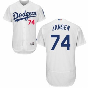 Men\'s Majestic Los Angeles Dodgers #74 Kenley Jansen White Flexbase Authentic Collection MLB Jersey