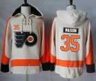 Mens Philadelphia Flyers #35 Steve Mason Cream Sawyer Hooded Sweatshirt Stitched NHL Jersey