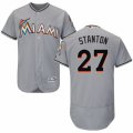 Mens Majestic Miami Marlins #27 Giancarlo Stanton Grey Flexbase Authentic Collection MLB Jersey