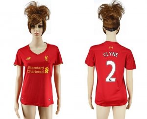 Womens Liverpool #2 Clyne Red Home Soccer Club Jersey