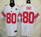 Nike Giants #80 Victor Cruz White With Hall of Fame 50th Patch NFL Elite Jersey