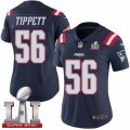 Womens Nike New England Patriots #56 Andre Tippett Limited Navy Blue Rush Super Bowl LI 51 NFL Jersey