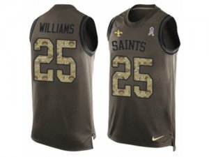 Mens Nike New Orleans Saints #25 P. J. Williams Limited Green Salute to Service Tank Top NFL Jersey