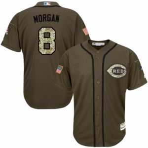 Mens Majestic Cincinnati Reds #8 Joe Morgan Replica Green Salute to Service MLB Jersey