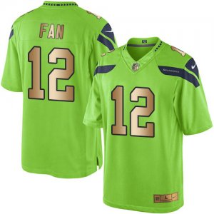 Nike Seattle Seahawks #12 Fan Green Men\'s Stitched NFL Limited Gold Rush Jersey