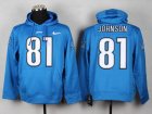 Nike Detroit Lions #81 Calvin Johnson blue jerseys(Pullover Hoodie)