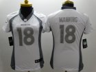 Nike Women denver broncos #18 peyton manning Platinum White Jerseys