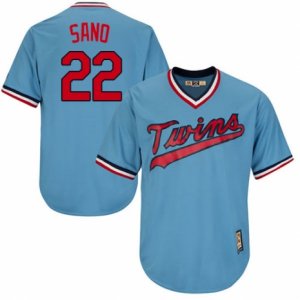 Mens Majestic Minnesota Twins #22 Miguel Sano Replica Light Blue Cooperstown MLB Jersey