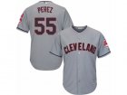 Youth Majestic Cleveland Indians #55 Roberto Perez Authentic Grey Road Cool Base MLB Jersey