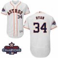 Astros #34 Nolan Ryan White Flexbase Authentic Collection 2017 World Series Champions Stitched MLB Jersey