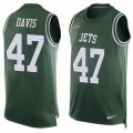 Mens Nike New York Jets #47 Kellen Davis Limited Green Player Name & Number Tank Top NFL Jersey