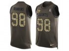 Mens Nike New Orleans Saints #98 Sheldon Rankins Limited Green Salute to Service Tank Top NFL Jersey