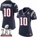 Womens Nike New England Patriots #10 Jimmy Garoppolo Elite Navy Blue Team Color Super Bowl LI 51 NFL Jersey