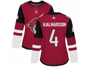 Women Adidas Phoenix Coyotes #4 Niklas Hjalmarsson Maroon Home Authentic Stitched NHL Jersey