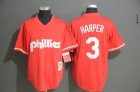 Phillies #3 Bryce Harper Red Throwback Jersey