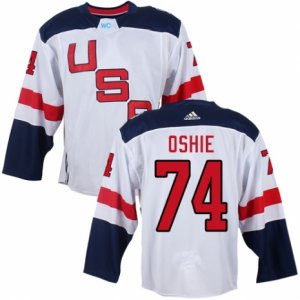 Youth Adidas Team USA #74 T. J. Oshie Authentic White Home 2016 World Cup Ice Hockey Jersey