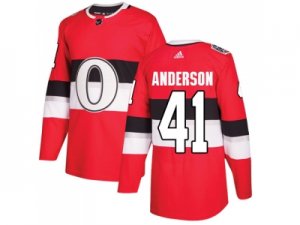 Men Adidas Ottawa Senators #41 Craig Anderson Red Authentic 2017 100 Classic Stitched NHL Jersey