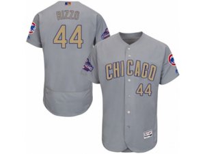 Chicago Cubs #44 Anthony Rizzo Authentic Gray 2017 Gold Champion Flex Base MLB Jersey