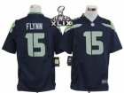 2015 Super Bowl XLIX Nike NFL Seattle Seahawks #15 Matt Flynn Blue Game Jerseys