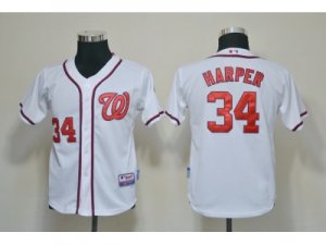 youth mlb jerseys washington nationals #34 harper white