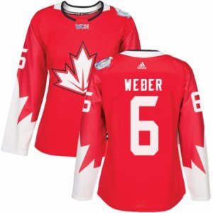 Women\'s Adidas Team Canada #6 Shea Weber Premier Red Away 2016 World Cup Hockey Jersey