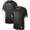 Twins #34 Kirby Puckett Black Gold Nike Cooperstown Collection Legend V Neck Jersey