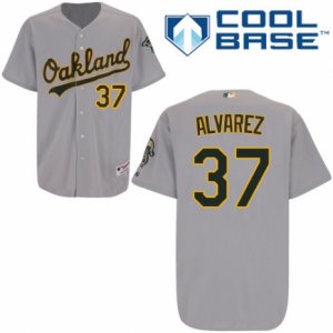 Men\'s Majestic Oakland Athletics #37 Henderson Alvarez Authentic Grey Road Cool Base MLB Jersey