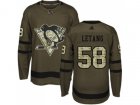 Youth Adidas Pittsburgh Penguins #58 Kris Letang Green Salute to Service Stitched NHL Jersey