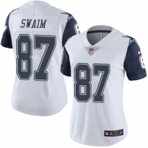 Women\'s Nike Dallas Cowboys #87 Geoff Swaim Limited White Rush NFL Jersey