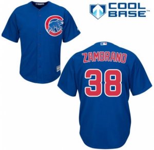 Mens Majestic Chicago Cubs #38 Carlos Zambrano Replica Royal Blue Alternate Cool Base MLB Jersey