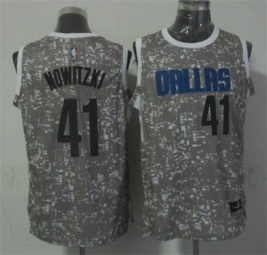 Mavericks #41 Dirk Nowitzki Gray City Luminous Jersey