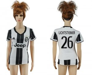 Womens Juventus #26 Lichtsteiner Home Soccer Club Jersey