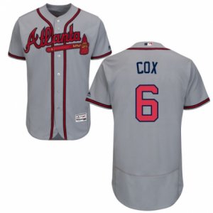 Men\'s Majestic Atlanta Braves #6 Bobby Cox Grey Flexbase Authentic Collection MLB Jersey