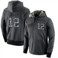 NFL Mens Nike Buffalo Bills #12 Jim Kelly Stitched Black Anthracite Salute to Service Player Performance Hoodie