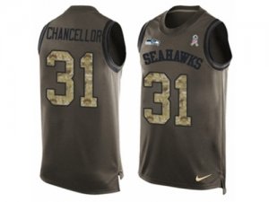 Mens Nike Seattle Seahawks #31 Kam Chancellor Limited Green Salute to Service Tank Top NFL Jersey