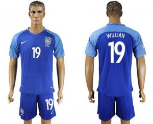 Brazil #19 Willian Blue Soccer Country Jersey