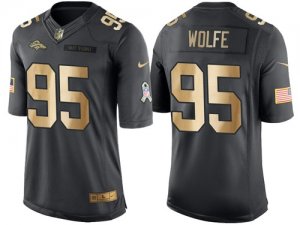 Nike Denver Broncos #95 Derek Wolfe Anthracite 2016 Christmas Gold Mens NFL Limited Salute to Service Jersey